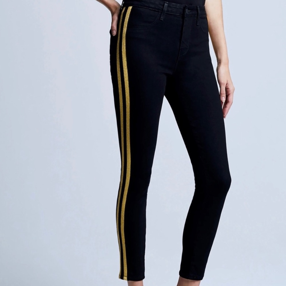L’Agence Black Jeans Gold Stripes on Sides